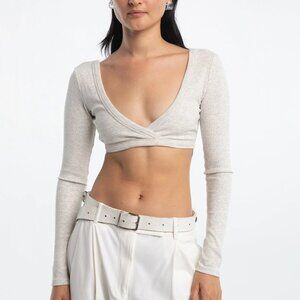 The Line by K Hinata Bra Top Light Heather Gray Size XS S